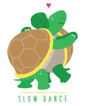 Two slow dancing turtles in love Stock Illustration
