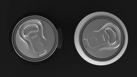 Two small black and white aluminum soda cans mockup on black background Stock Illustration
