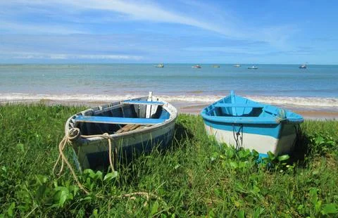 Two small boats on the beach Stock Photos