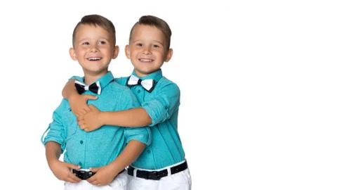 Two small boys in full growth. Stock Photos