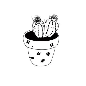 Two small cactus in a pot Stock Illustration