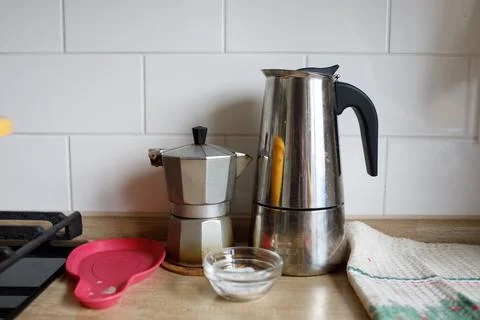 Two small coffee makers in the kitchen Foto stock