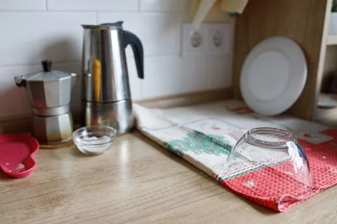 Two small coffee makers in the kitchen Stock Photos