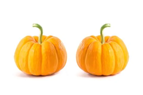 Two small decorative orange pumpkins Foto stock
