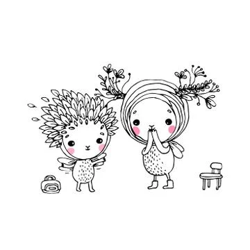 Two small fairies Illustrazione stock