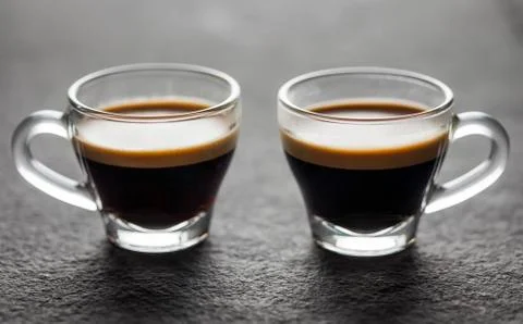 Two small glasses of fresh espresso 写真素材