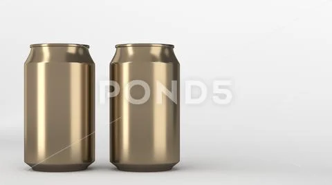 Two small gold aluminum soda cans mockup on white background Stock Illustration