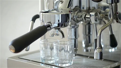 Two small measure shot espresso Stock Footage 75945117