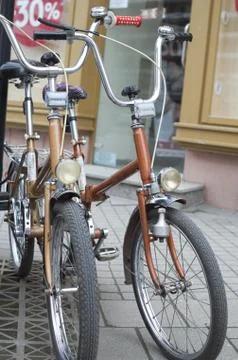 Two Small Old Bicycles Foto stock