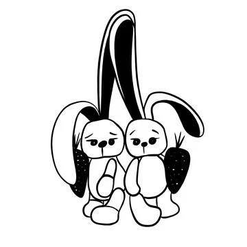 Two small rabbits with big ears Stock Illustration