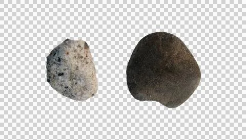 Two Small Rocks on White Background, Gray and Brown Stones Stock Photos