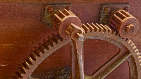 Two small rusty gears and cog Stock Photos