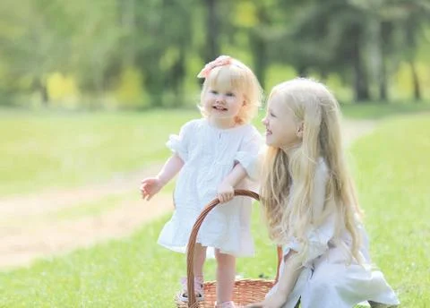 Two small sisters Stock Photos