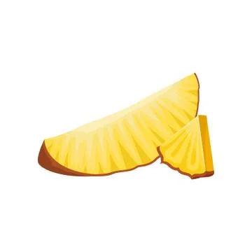Two small slices of fresh pineapple. Tasty tropical fruit. Decorative flat Illustrazione stock