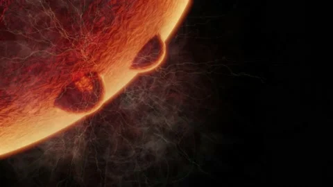 Two small spheres exit from large sphere. 3d animation render Stock Footage 202246430