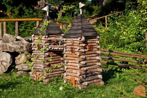 Two small towers in forest Stock-Fotos