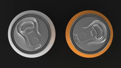 Two small white and orange aluminum soda cans mockup on black background Stock Illustration