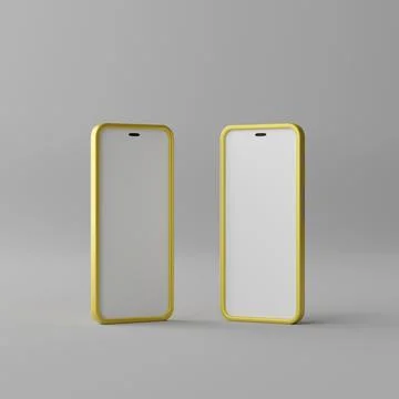 Two smart phone with blank screen on grey background. 3d rendering Stock Illustration