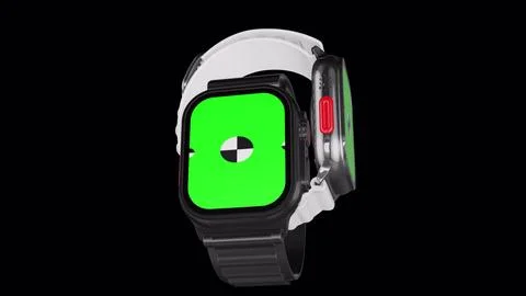 Two smart watch with green screen rotating on background with Alpha channel for Illustrazione stock