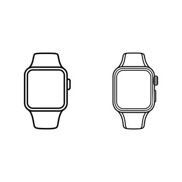 Two smart watch icons with blank screens in outline style Stock Illustration