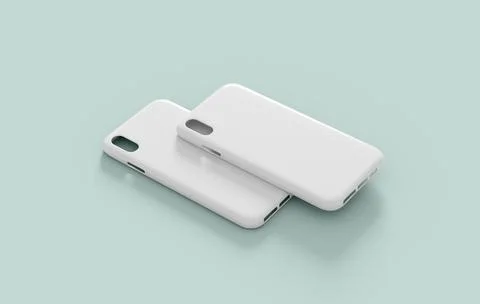 Two smartphone case mockup, blank cover template isolated on a neutral color  Stock Photos