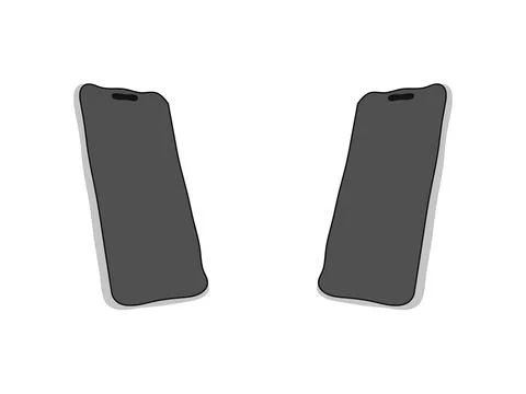 Two smartphone illustrations on white background, Mobile phone outline graphi Ilustración de archivo