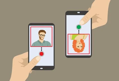 Two smartphone interface with two cute characters profile Stock Illustration