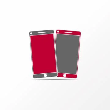 Two smartphone with red and black screens. Related to gadget tech 스톡 일러스트