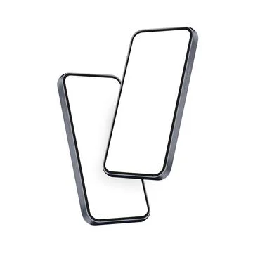 Two Smartphones Mockups with Blank Perspective Screens Stock Illustration