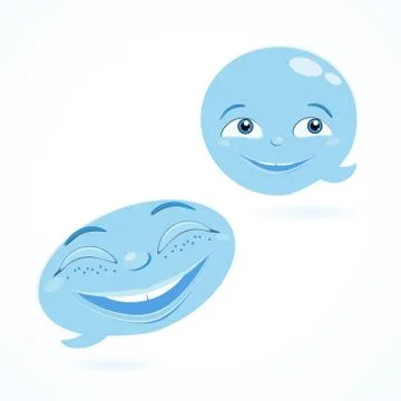 Two of smiling blue speech bubble. vector illustration. Stock Illustration