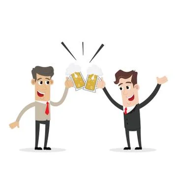 Two smiling businessman drinking beer and toasting Stock Illustration