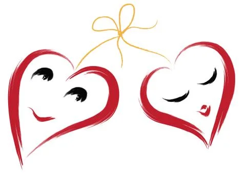 Two smiling hearts Stock Illustration