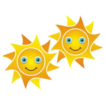 Two smiling suns on white background- vector illustration Stock-Illustration