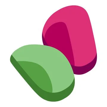 Two smooth pebbles creating a butterfly shape on white background Stock Illustration