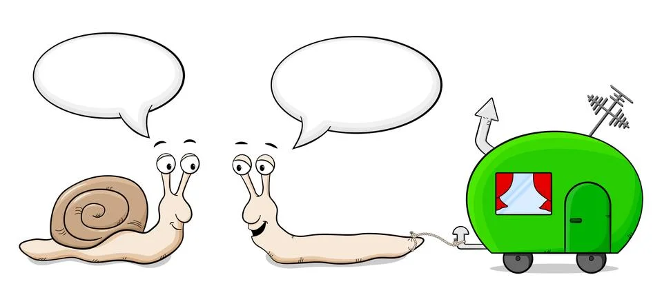 Two snails are talking about caravans Stock Illustration