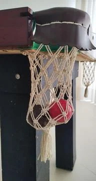 Two snooker balls in the net Stock Photos