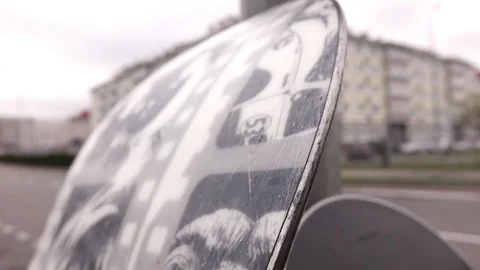 Two snowboards are shot close-up Vídeo Stock 122944844