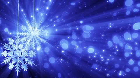 Two snowflakes and lights loopable christmas background Stock Footage 8836768