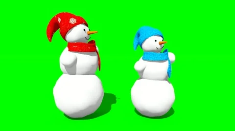Two snowman dancing on green chroma key background Stock-Footage 57317993