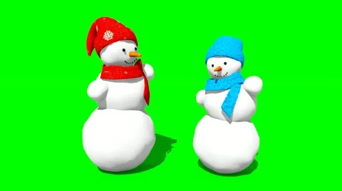 Two snowman rotating dancing on green chromakey background Stock Footage 57317992