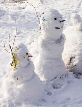 Two snowmans Stock Photos