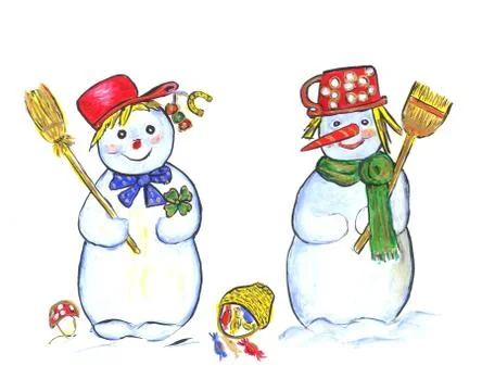 Two snowmen Stock Illustration