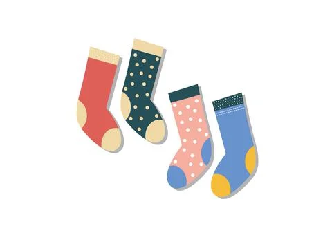 Two socks with decorations in retro style vector illustration 스톡 일러스트