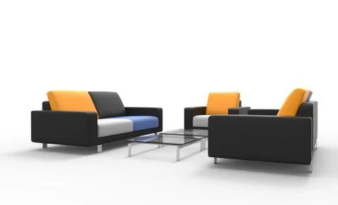 Two Sofas And Armchair Different Shot Stock Illustration