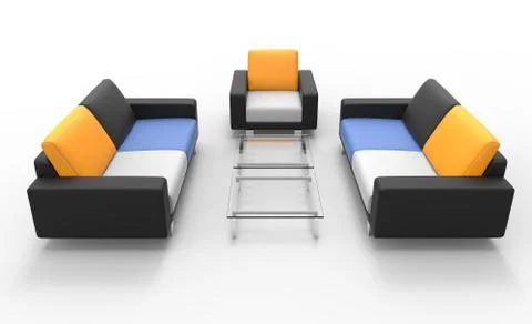 Two Sofas And Armchair Stock Illustration