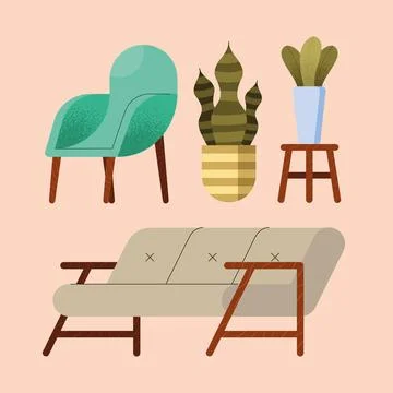 Two sofas and houseplants Stock-Illustration