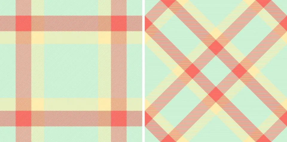 Two soft plaid patterns evoke spring style with their pastel hues. Versatile  Stock Illustration