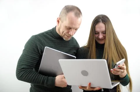 Two software developers analyzing source code looking at green screen chroma key 스톡 사진