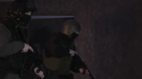 Two soldiers are training before the attack Stock Footage 171964901