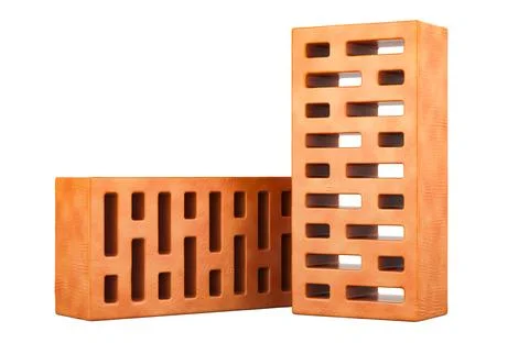 Two solid clay bricks, 3D rendering Stock Illustration